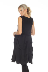 Moonlight 3228BK Black Sleeveless Dress With Taffeta Skirt and Lycra Top