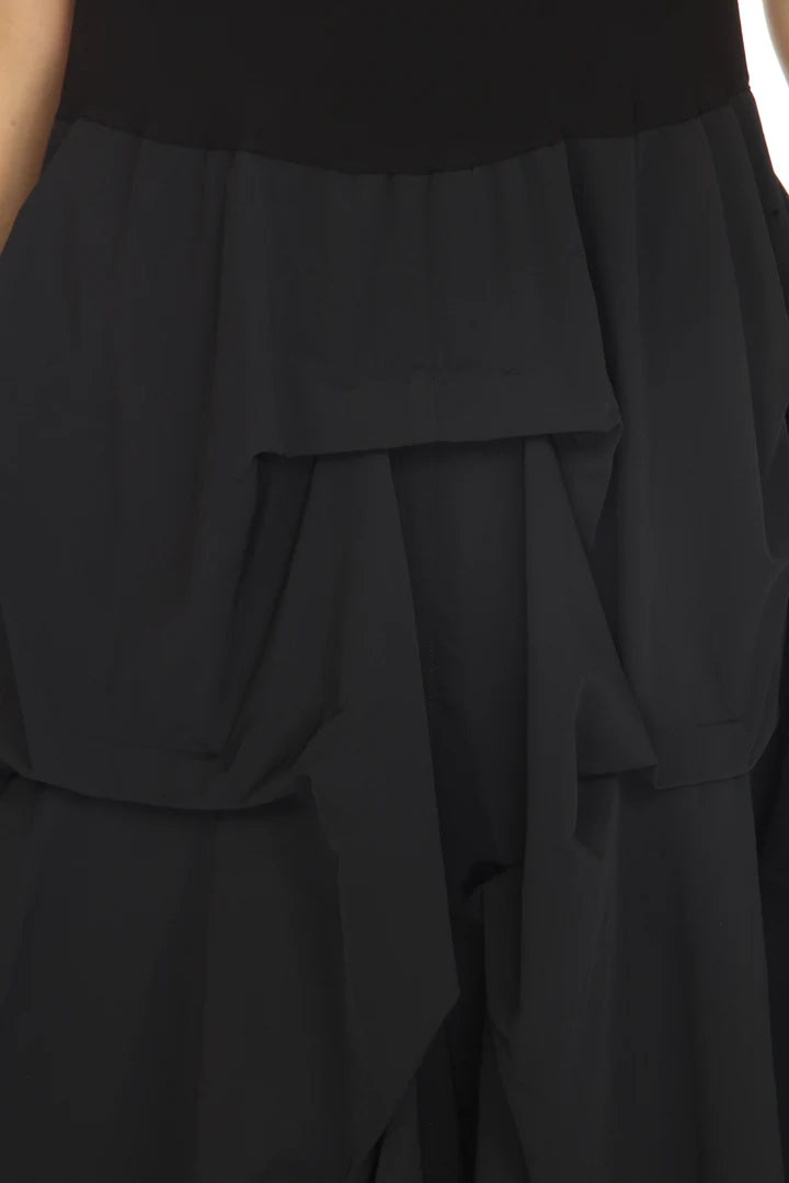 Moonlight 3228BK Black Sleeveless Dress With Taffeta Skirt and Lycra Top