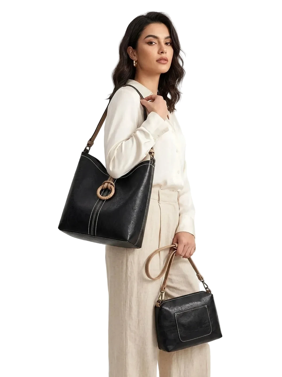 Liz Soto 3329BK BLACK Alexa 2-In-1 Hobo Bag