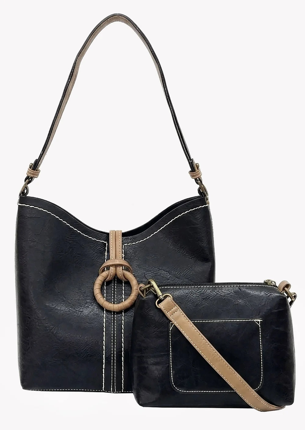 Liz Soto 3329BK BLACK Alexa 2-In-1 Hobo Bag
