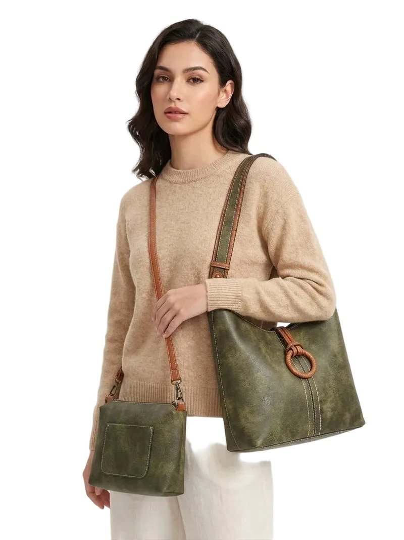 Liz Soto 3329OL OLIVE Alexa 2-In-1 Hobo Bag