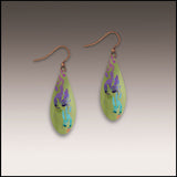 DC Designs 33NDE Green Purple Blue Floral UV Giclée Printed Earrings With Copper Ear Wires