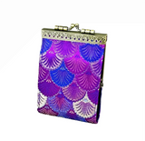 Cathayana CHR-109 PURPLE & NAVY BLUE Brocade Shells Card Wallet With RFID Protection