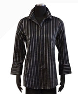 Habitat 15119BK BLACK East Side Stripes Hidden Placket Shirt