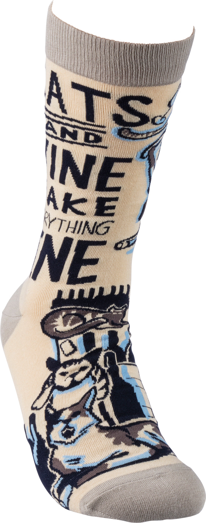 Primitives 36266 "Cats and Wine Make Everything Fine" Unisex Socks