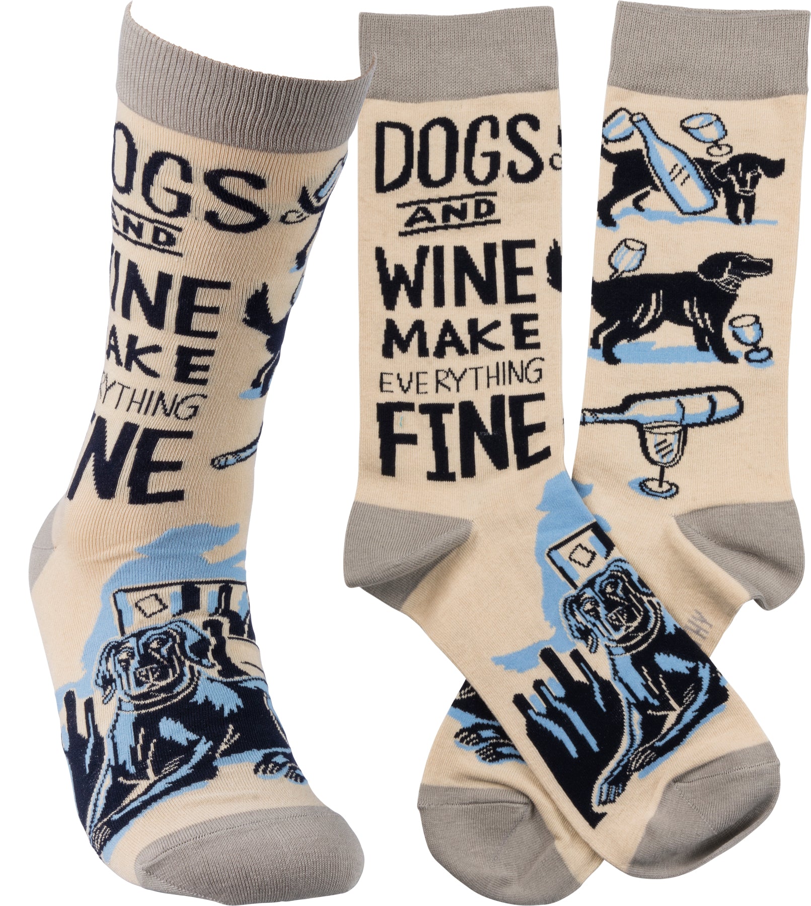 Primitives 36269 "Dogs and Wine Make Everything Fine" Unisex Socks