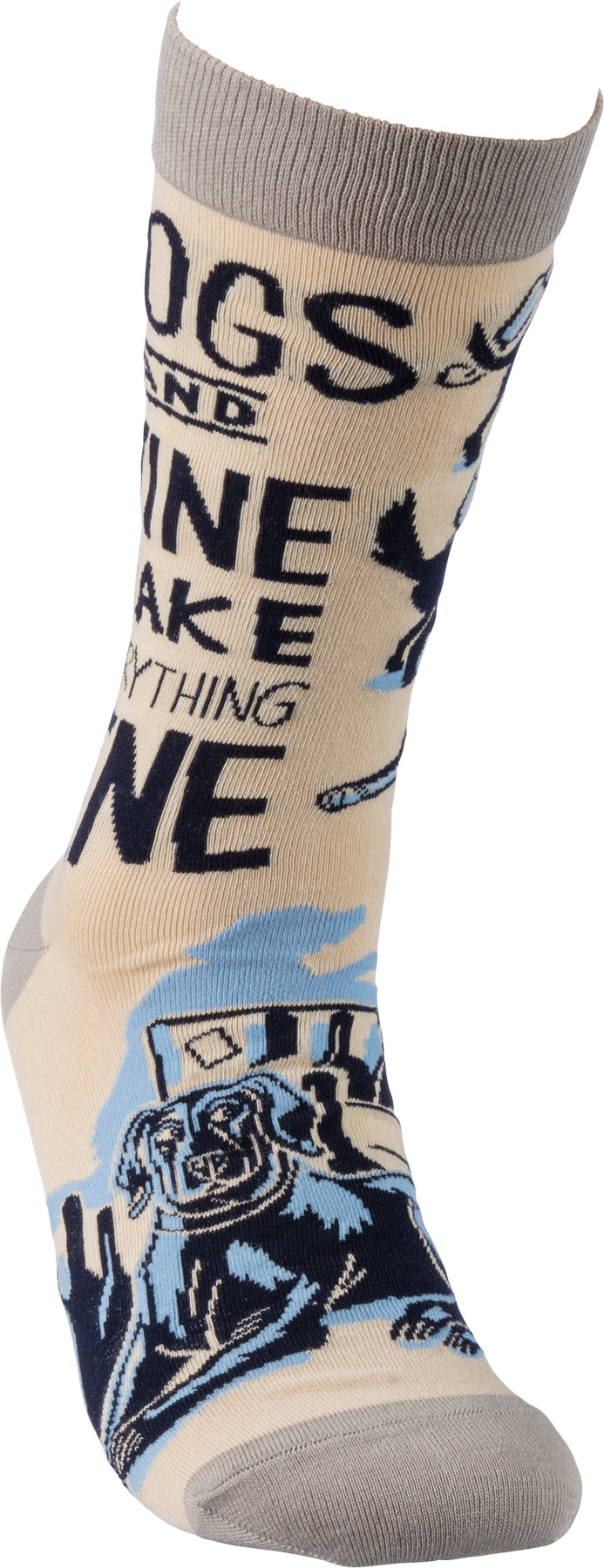 Primitives 36269 "Dogs and Wine Make Everything Fine" Unisex Socks