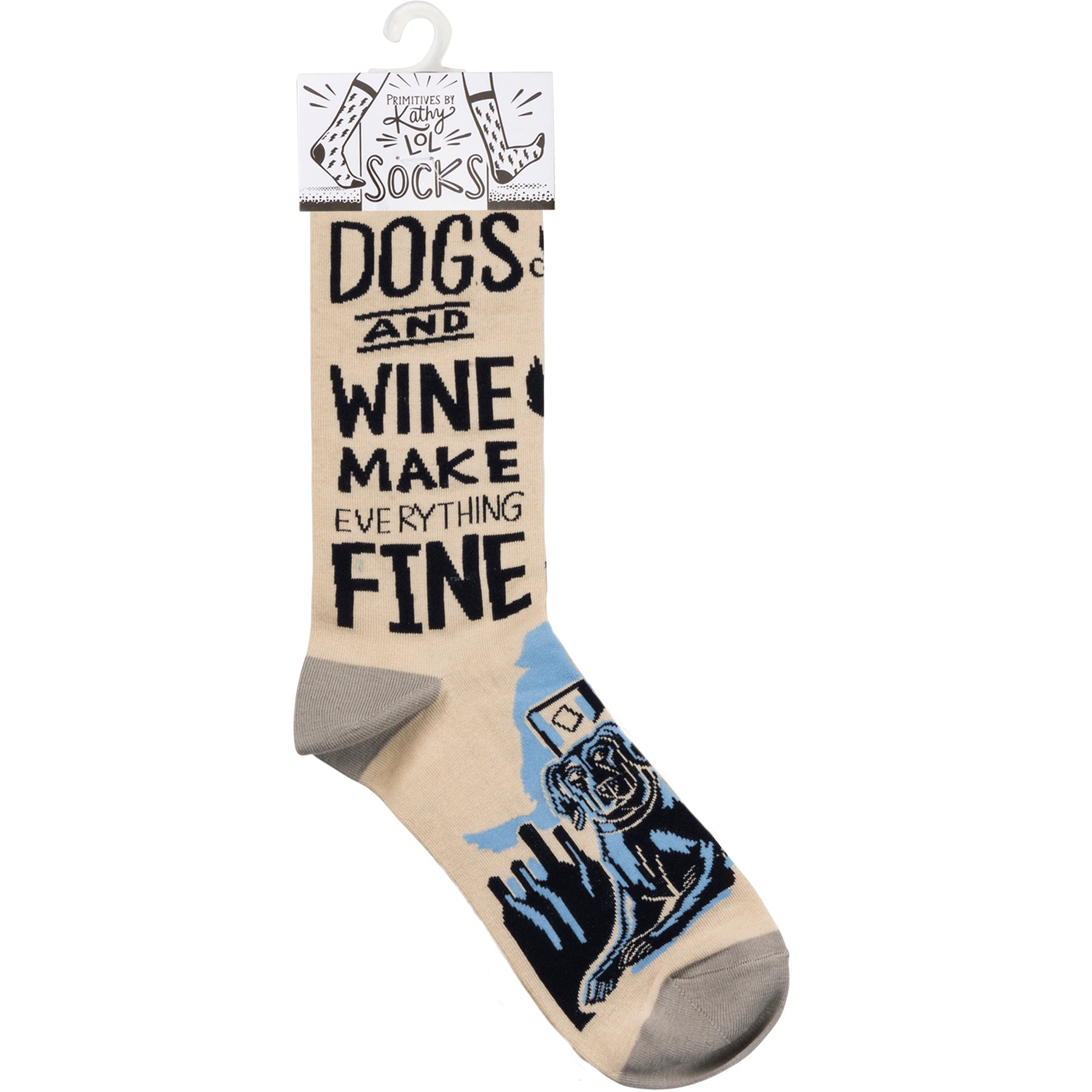 Primitives 36269 "Dogs and Wine Make Everything Fine" Unisex Socks