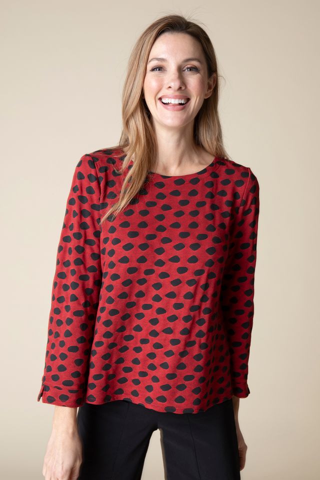 Habitat 37220AP Apple Textured Dot Boatneck Knit Top