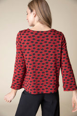 Habitat 37220AP Apple Textured Dot Boatneck Knit Top