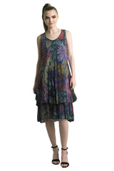 Tempo Paris 3812CN Navy 100% Cotton Gauze Bias Cut Sleeveless Dress