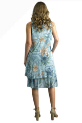 Tempo Paris 3827CBU Blue 100% Cotton Bias Cut Tank Dress