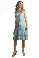Tempo Paris 3827CBU Blue 100% Cotton Bias Cut Tank Dress