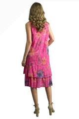 Tempo Paris 3827CFU Fuchsia 100% Cotton Bias Cut Tank Dress