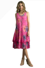 Tempo Paris 3827CFU Fuchsia 100% Cotton Bias Cut Tank Dress
