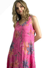 Tempo Paris 3827CFU Fuchsia 100% Cotton Bias Cut Tank Dress