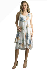 Tempo Paris 3827CWT White 100% Cotton Bias Cut Tank Dress