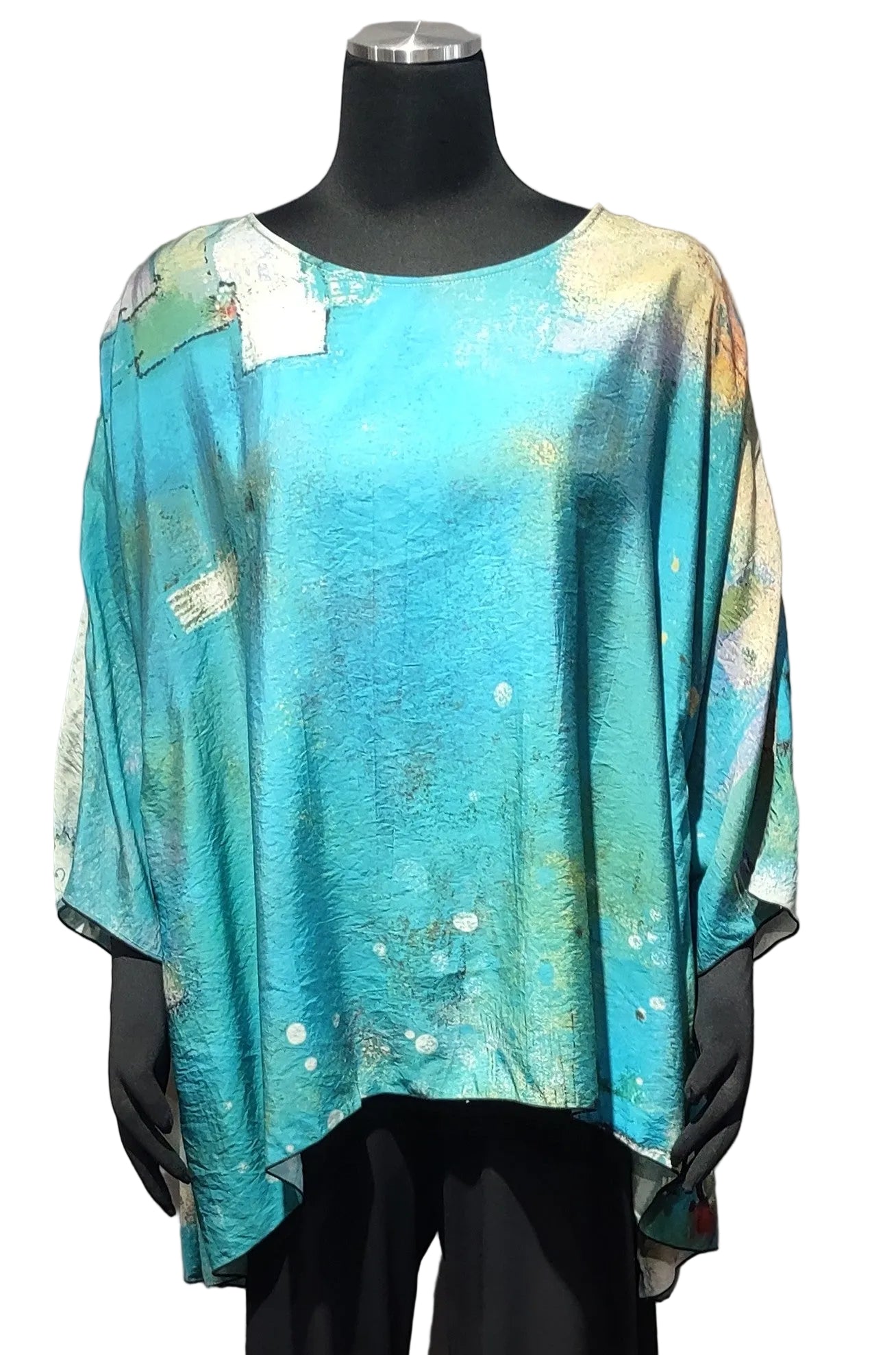 3 Potato 00252S22BL S22BL One Size 3/4 Sleeve Hand Painted Butterfly Top