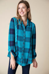 Habitat 40743CP Capri Blue Girl Gone Plaid Boyfriend Tunic