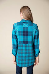 Habitat 40743CP Capri Blue Girl Gone Plaid Boyfriend Tunic