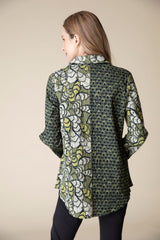 Habitat 41623OV Olive Rusting Leaves Woven Cotton Spandex Shaped Shirt