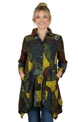 Moonlight 4296KW KIWI Mix Print Button Front Swing Jacket