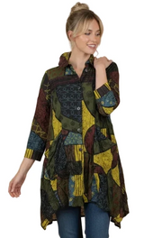 Moonlight 4296KW KIWI Mix Print Button Front Swing Jacket