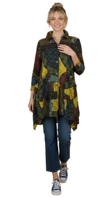 Moonlight 4296KW KIWI Mix Print Button Front Swing Jacket