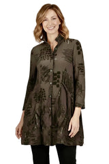 Moonlight 4296BN BROWN and Black Asian Print Button Front Jacket