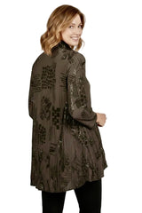 Moonlight 4296BN BROWN and Black Asian Print Button Front Jacket