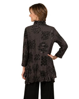Moonlight 4296BN BROWN and Black Asian Print Button Front Jacket