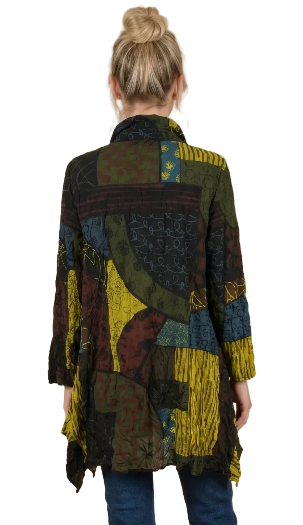 Moonlight 4296KW KIWI Mix Print Button Front Swing Jacket