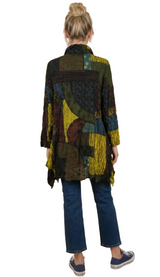 Moonlight 4296KW KIWI Mix Print Button Front Swing Jacket