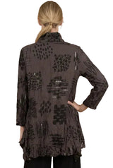 Moonlight 4296BN BROWN and Black Asian Print Button Front Jacket