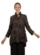 Moonlight 4296BN BROWN and Black Asian Print Button Front Jacket