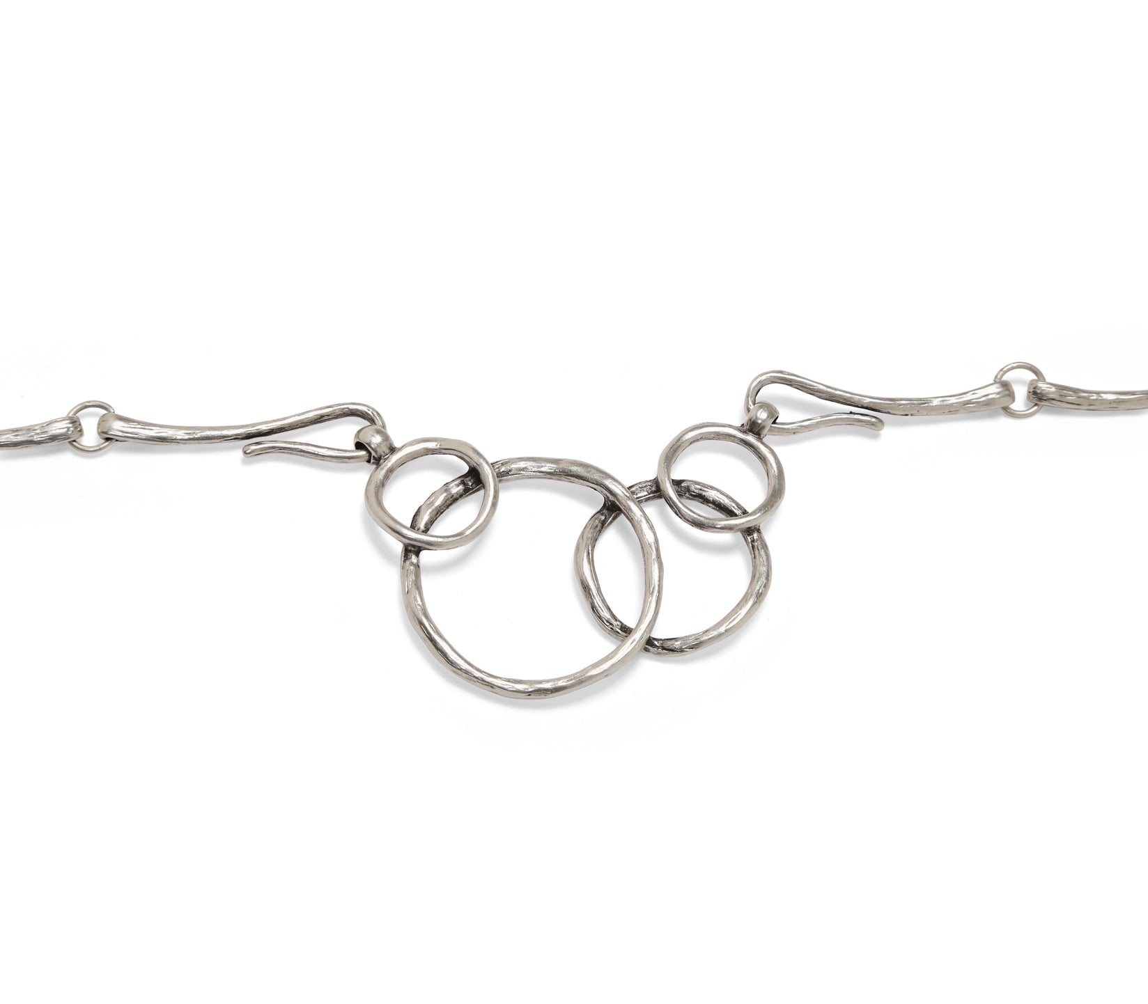 Chanour NN3539 Handmade Hoops 925 Silver Plated Pewter Necklace