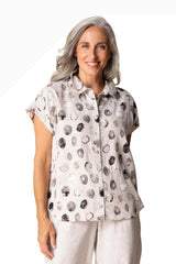 Habitat 46904OAT OATMEAL Linen Stippling Dot Button Front Cabana Shirt