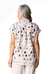 Habitat 46904OAT OATMEAL Linen Stippling Dot Button Front Cabana Shirt