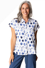 Habitat 46904WT WHITE Linen Stippling Dot Button Front Cabana Shirt