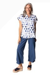 Habitat 46904WT WHITE Linen Stippling Dot Button Front Cabana Shirt