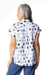 Habitat 46904WT WHITE Linen Stippling Dot Button Front Cabana Shirt