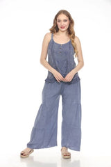 Apparel Love ST48DN Denim One Size Pull On Tiered Wide Leg Pants