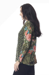 Orientique 62807 Keqioa Floral Jungle Patch Print Top