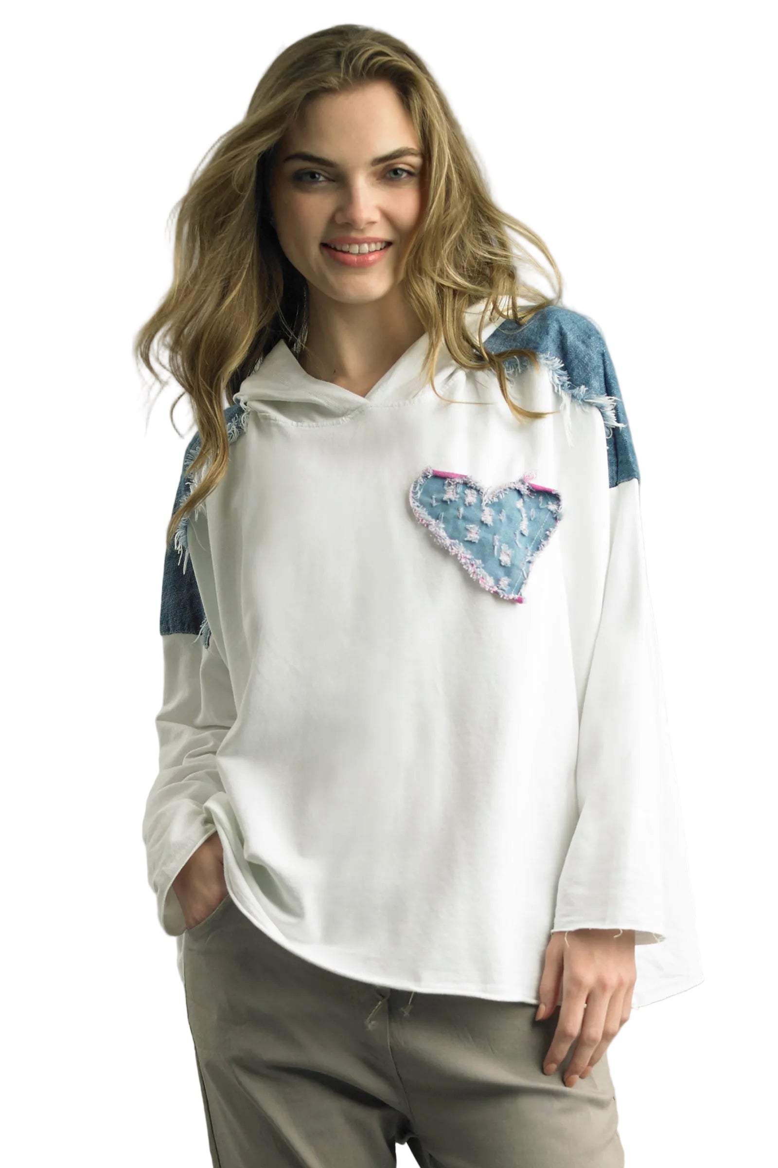 Tempo Paris 5016CWT WHITE One Size Cotton Stretch Knit Hooded Sweatshirt