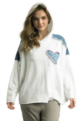 Tempo Paris 5016CWT WHITE One Size Cotton Stretch Knit Hooded Sweatshirt