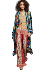 Pol Clothing SMC95 One Size Long Sleeve Multicolor Crochet Cardigan
