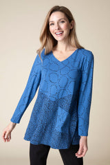 Habitat 55586CB Cobalt Core Travel Knit Mixed Panel Seamed Knit Swing Tunic