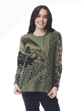 Orientique 62807 Keqioa Floral Jungle Patch Print Top
