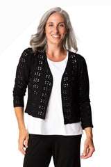 Habitat 56931BK BLACK Eyelet Blooms Open Front Short Jacket