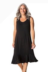 Habitat 56986BK BLACK Sleeveless Dress With Swing Eyelet Hem